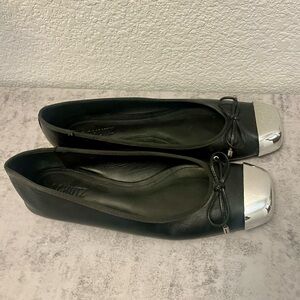 SCHUTZ Black Flats with Silver Toe